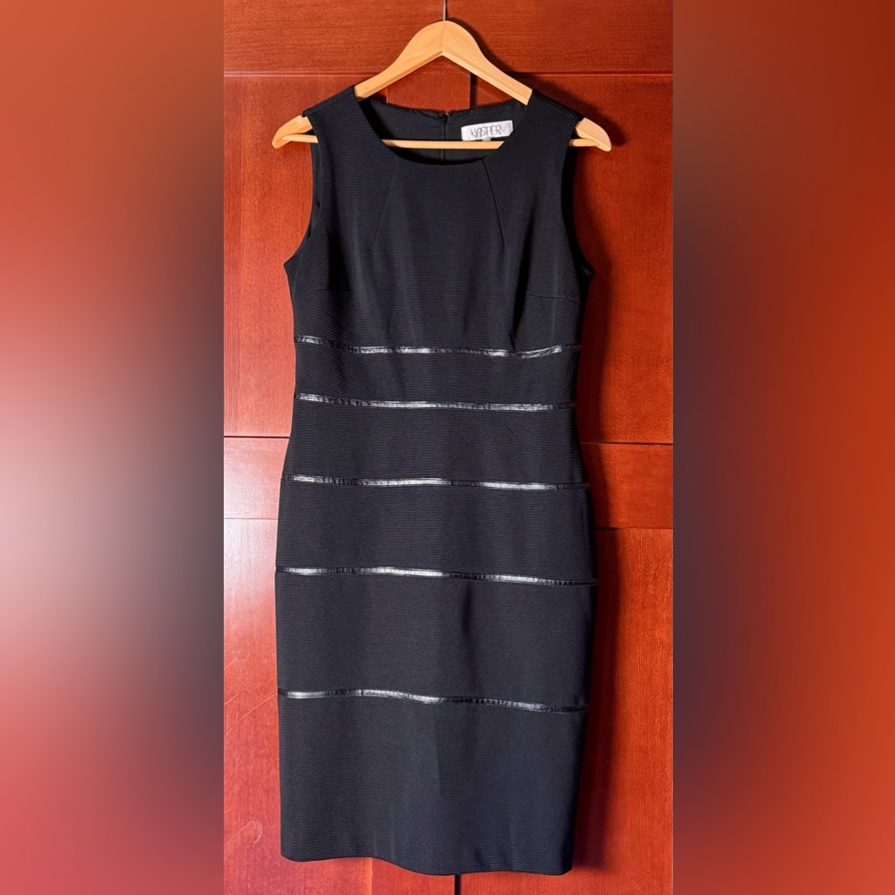 Kasper Black Banded Midi Dress Size 6